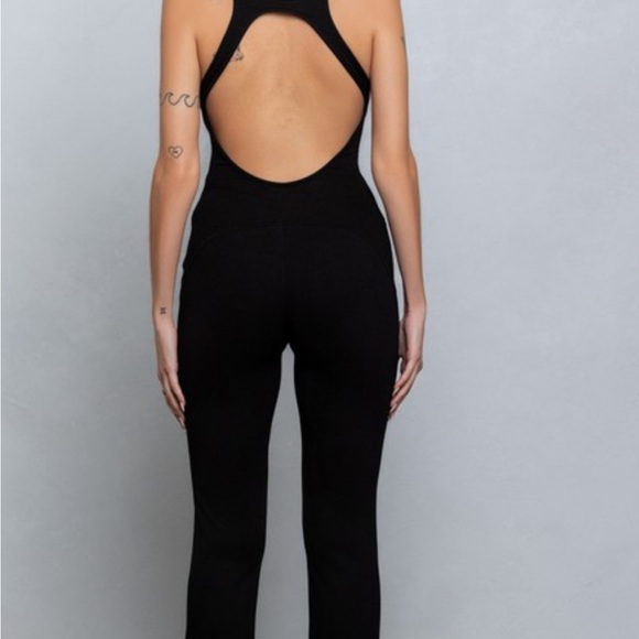 #117 black open back jumpsuit - Picture 2 of 2